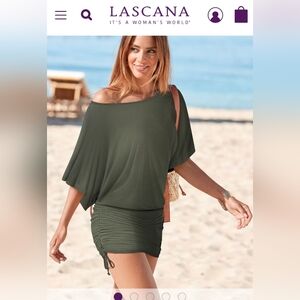 NWT Lascana Rouched Dress XXL Olive Green